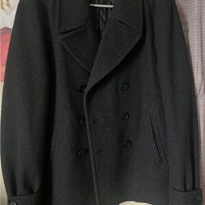 Uniqlo Men's Black charcoal Double-Breasted Pea Coat , excellent condition.